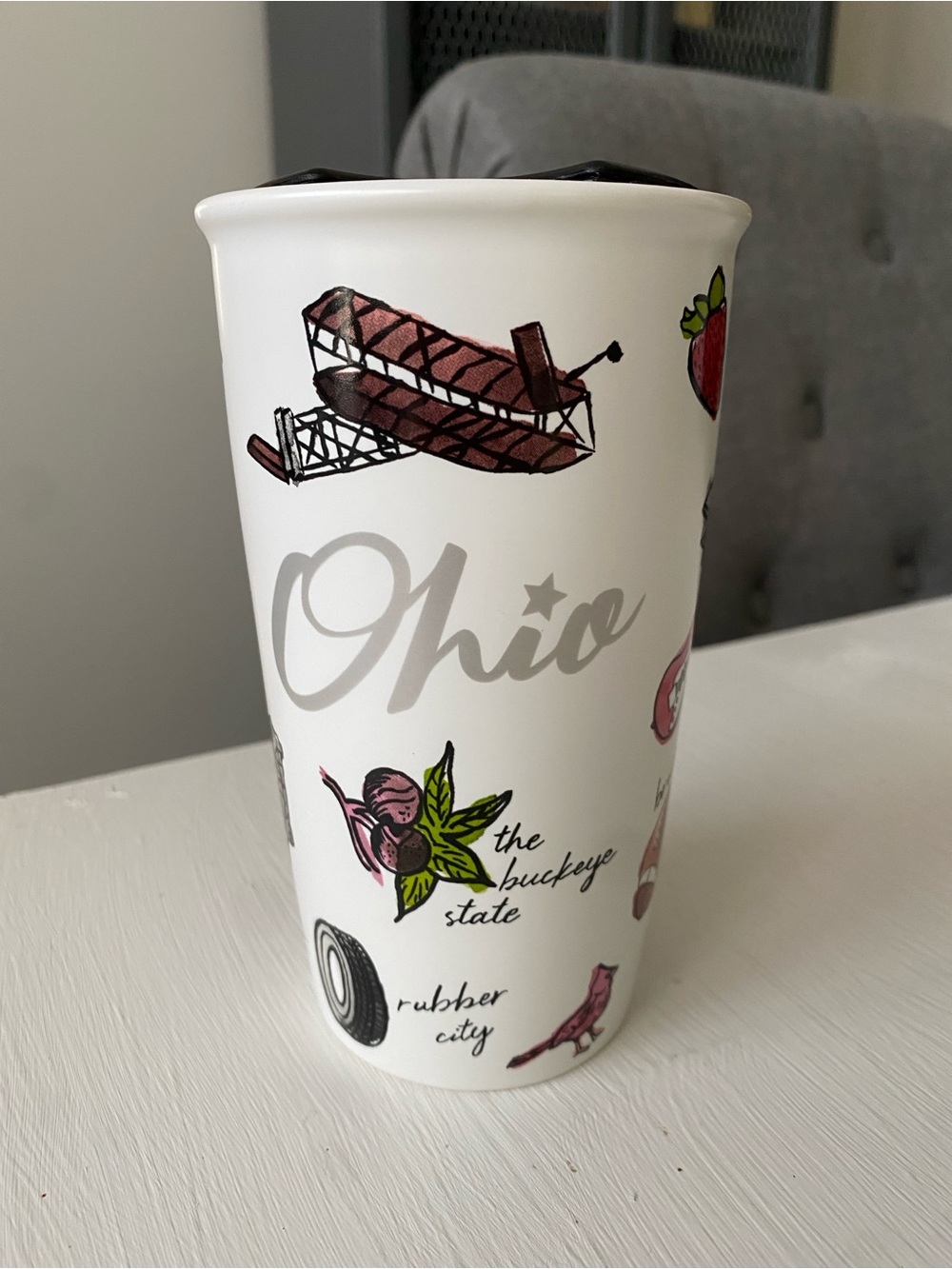 Starbucks Ohio Themed Ceramic Travel Mug, the Buckeye State